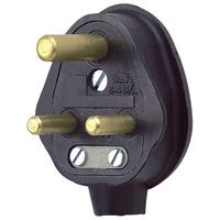 MK P53BLK Round Pin Rubber Plug Black 5A