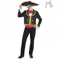 M/L Mens Mans Day Of The Dead Senor Costume for Halloween Fancy Dress Outfit