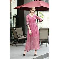 mmlj womens going out casualdaily cute a line dresssolid v neck maxi l ...