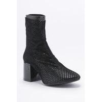 MM6 Perforated Black Heeled Ankle Boots, BLACK