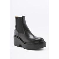 MM6 Calfskin Leather Platform Ankle Boots, BLACK