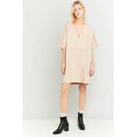 MM6 Rose Pink Oversized V-Neck Dress, PINK