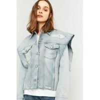 mm6 oversized shoulder denim jacket blue