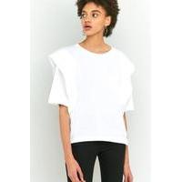 MM6 Detail Sleeve White Jersey Top, WHITE