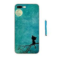 Moon Cat Pattern Soft TPU Bumper Case for Apple iPhone 7 Plus 7 and Stylus