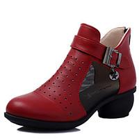 Modern Women\'s Dance Shoes Sneakers Breathable Leather Cuban Heel Black/Beige/Red