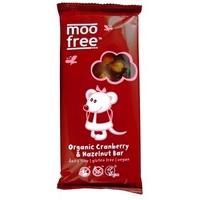 moo free organic dairy free cranberry hazelnut bar 100g