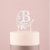 modern fairy tale monogram acrylic cake topper white letter b