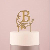 modern fairy tale monogram acrylic cake topper metallic gold letter c