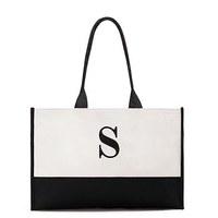 Modern Initial Colourblock Tote - Black - Letter \