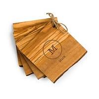 Monogram Rustic Olive Wood Coasters