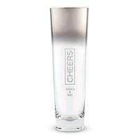 Modern Stemless Champagne Flutes Silver Ombre Cheers Etched - Silver