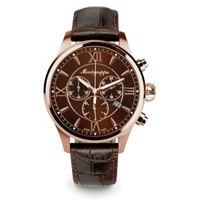 Montegrappa Fortuna Watch Rose Gold PVD Brown Dial Brown Leather Strap