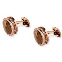 Montegrappa NeroUno Rose Gold Pvd and Tiger Eye Cufflinks With Crystals