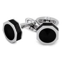 montegrappa nerouno linea steel and onyx cufflinks