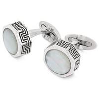 Montegrappa Privilege Steel and White Mother of Pearl Cufflinks