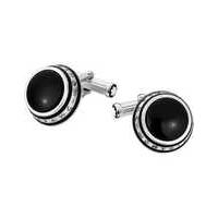 Montblanc Classic Collection Cuff Links 3 Rings PP Onyx Inlay