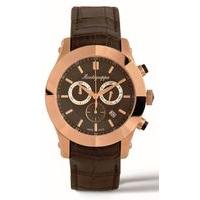 Montegrappa NeroUno Quartz Chronograph Rose Gold PVD Brown Dial Leather Strap