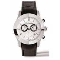 Montegrappa NeroUno Quartz Chronograph Steel Silver Dial Leather Strap