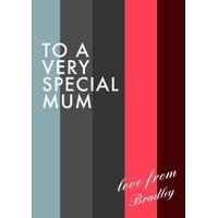 Mothers day card To a very special mum | Personalised Mothers Day Card