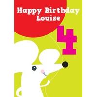 mouse 4th fourth birthday card
