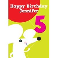 mouse 5th fifth birthday card