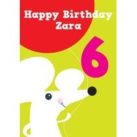 mouse 6th sixth birthday card