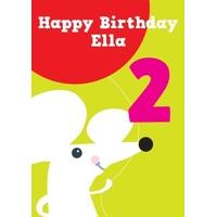 mouse 2nd second birthday card