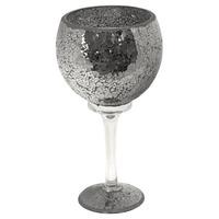 mosaic hurricane goblet in black glass