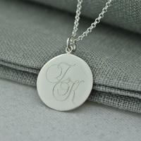 Monogrammed Silver Disc Necklace