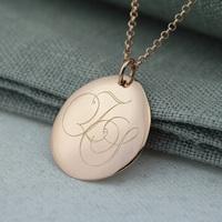 monogrammed rose gold pebble necklace large