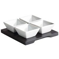 Moonlight Square Wood Dip Tray & 4 Dip Dishes (Case of 12)