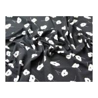 monochrome floral print polyester crepe dress fabric black white