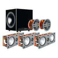 Monitor Audio WT150 5.1 In Wall Speaker Package (Black Subwoofer, Square Surrounds)