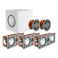 Monitor Audio WT150 5.1 In Wall Speaker Package (White Subwoofer, Round Surrounds)