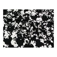 Monochrome Floral Print Viscose Stretch Jersey Dress Fabric Cream & Grey