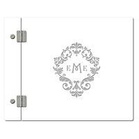 monogram simplicity personalised guest book with white acrylic cover