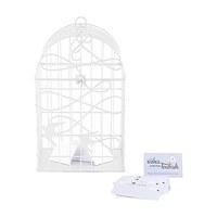 Modern Decorative Birdcage with Birds in Flight - White