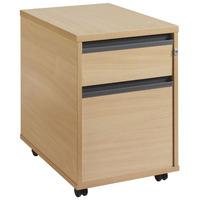 mobile under desk pedestal 2 drawers oak