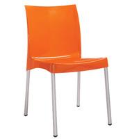 Moulded Glossy Side Chair Without Arms - Orange