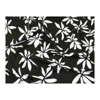 Monochrome Floral Print Stretch Jersey Knit Dress Fabric Black & White