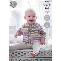 Moss Stitch Baby Raglan Cardigans and Sweater in King Cole Cherished (4910)