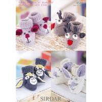 Mouse, Donkey, Rabbit and Reindeer Bootees in Sirdar Baby Bamboo DK (4586)