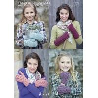 Moss-Stitch and Cabled Mittens, Cabled and Diagonal Pattern Wrist-warmers in Hayfield Aran With Wool (7125)