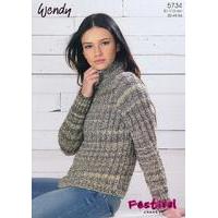 Mock Fishermans Rib Sweater in Wendy Festival (5734)