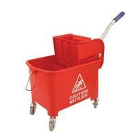 Mobile Mop Bucket 20 Litre Colour Coded with Handle and Castors Red
