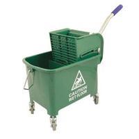 Mobile Mop Bucket 20 Litre Colour Coded with Handle and Castors Green