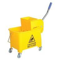 Mobile Mop Bucket 20 Litre Colour Coded with Handle and Castors Yellow