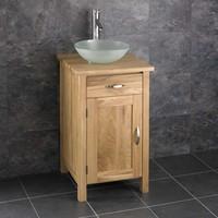 Monza 31cm Round Sink with Ohio 45cm Oak Single Door Cabinet Set