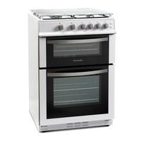 Montpellier MDG600LW 60cm Gas Cooker in White Double Oven FSD